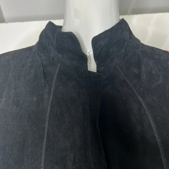 Cache Sz M Vintage Black Suede Snakeskin and Velvet Appliqué Bomber Zip Jacket - Picture 11 of 16